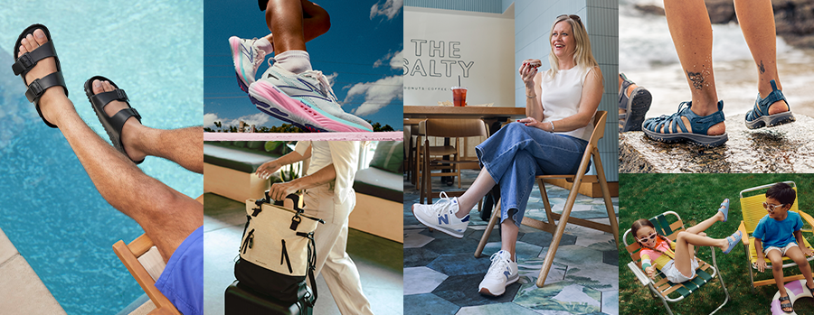 Variety of travel footwear