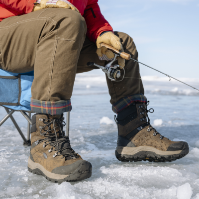 Man ice fishing