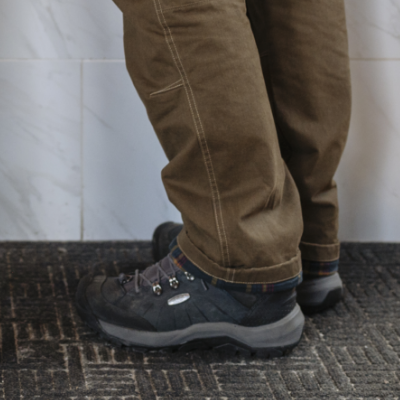 Man standing on outdoor rug