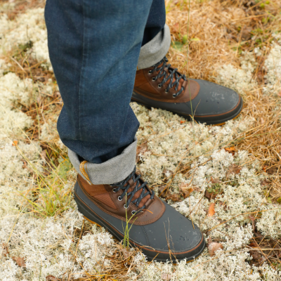 Man standing in moss