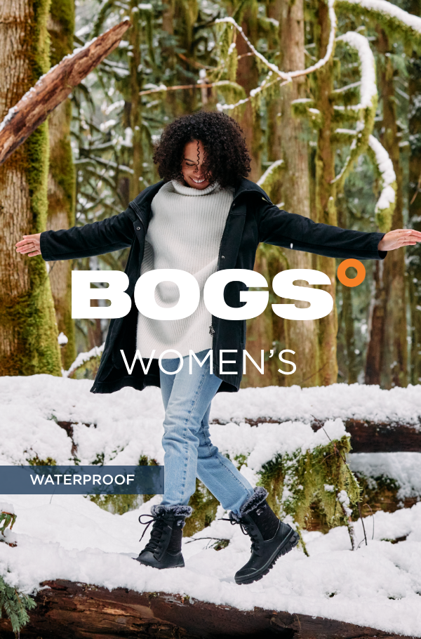 Woman walking in snow