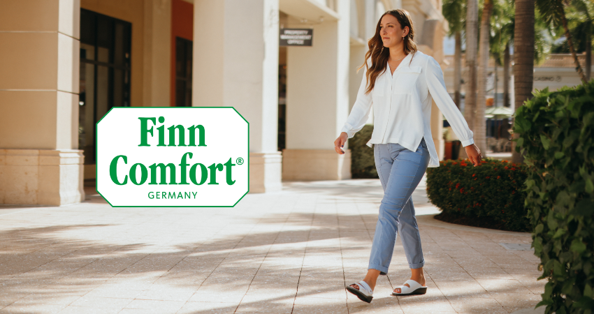 Woman walking in shopping plaza