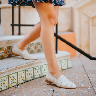 Woman walking down stairs