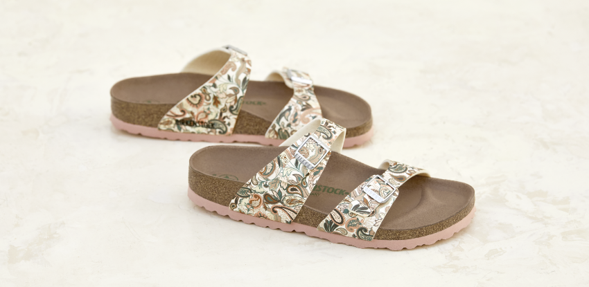 Shoes sitting on textured surface