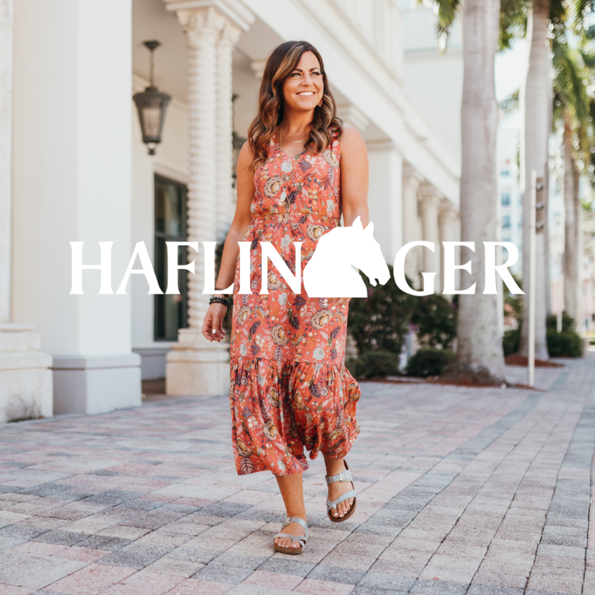 Woman walking in outdoor shopping mall