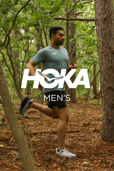 Man running through woods
