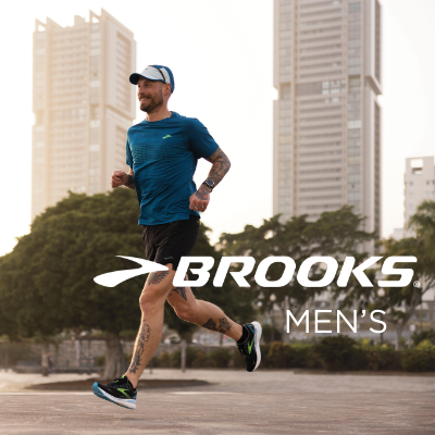 Man running through cityscape