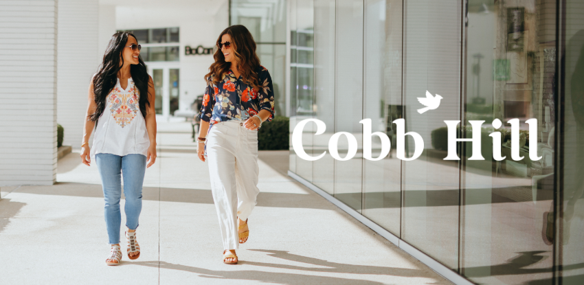 Woman walking in shopping plaza