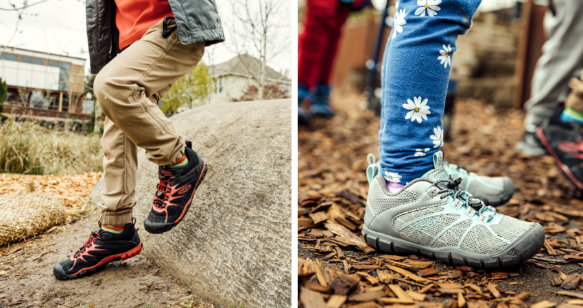 Kids walking on mulch