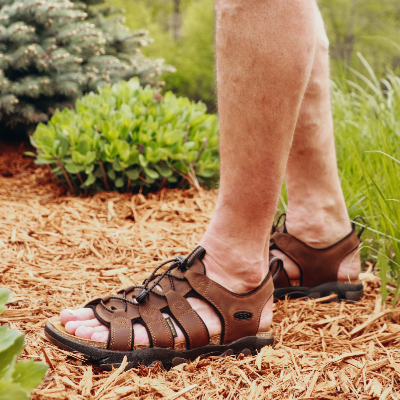 Man standing in mulch