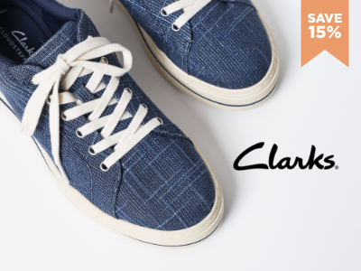 Clarks sneakers on white backdrop