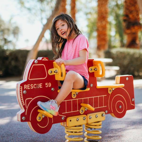Kid playing on playground