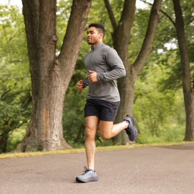 Man running on road