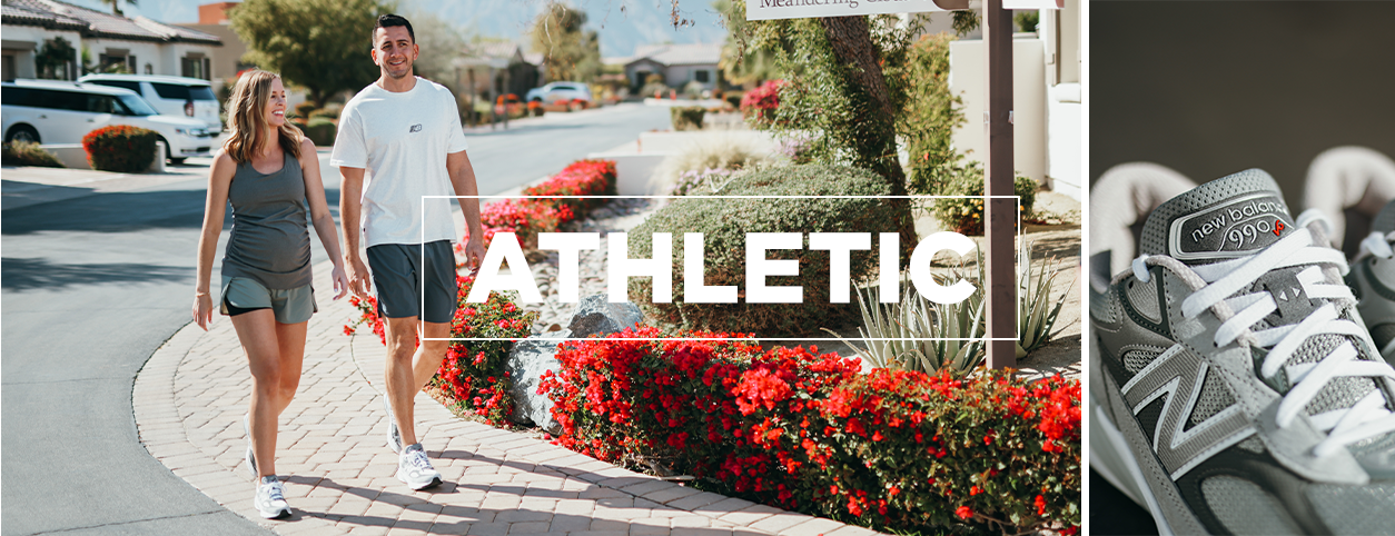 couple wearing athletic footwear walking