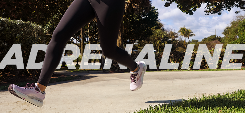 Woman wearing Brooks Adrenaline GTS 24 running shoes