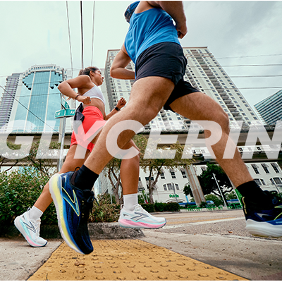 People running on street wearing Brooks Glycerin running shoes