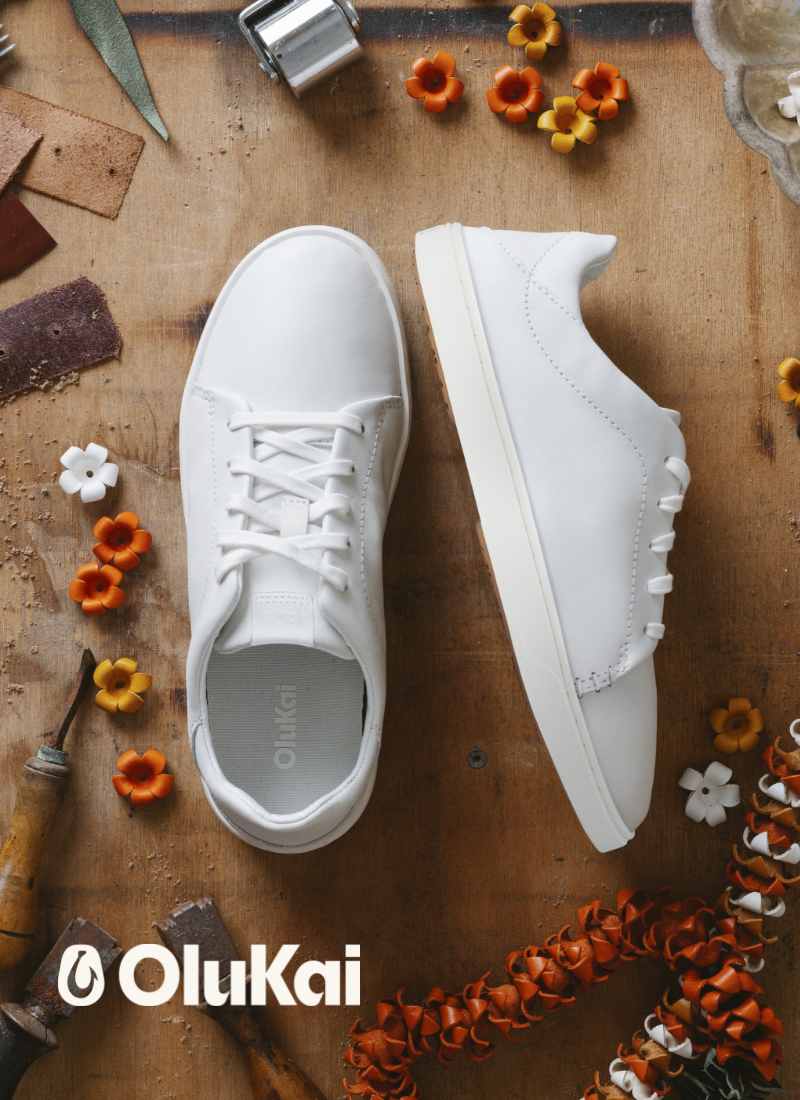 Olukai sneakers on board