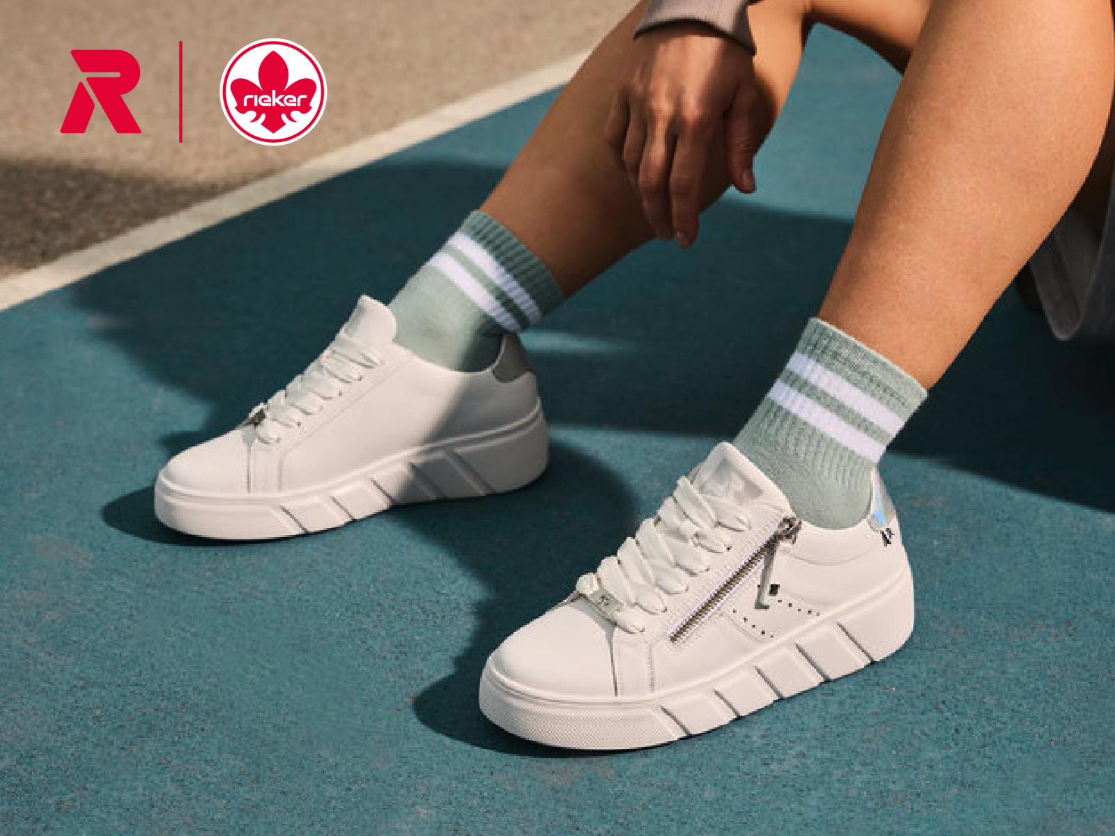 Woman wearing Rieker sneakers