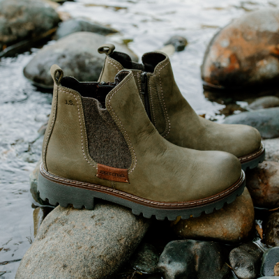 Shoes sitting on rocks