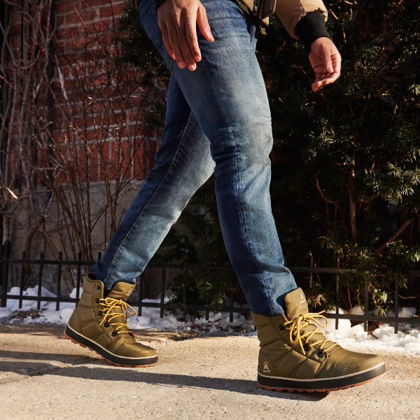 Man walking on sidewalk