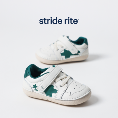 Striderite shoes posed on white background