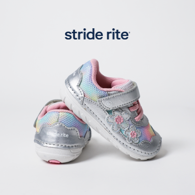 Striderite shoes posed on white background