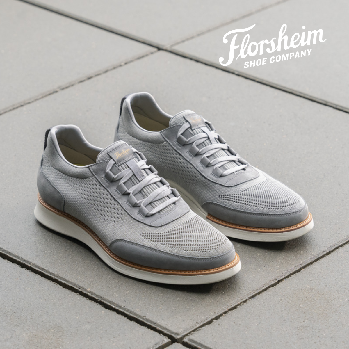 Florsheim shoes sitting on sidewalk