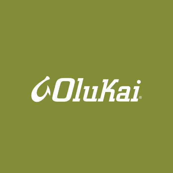 Olukai logo on green background