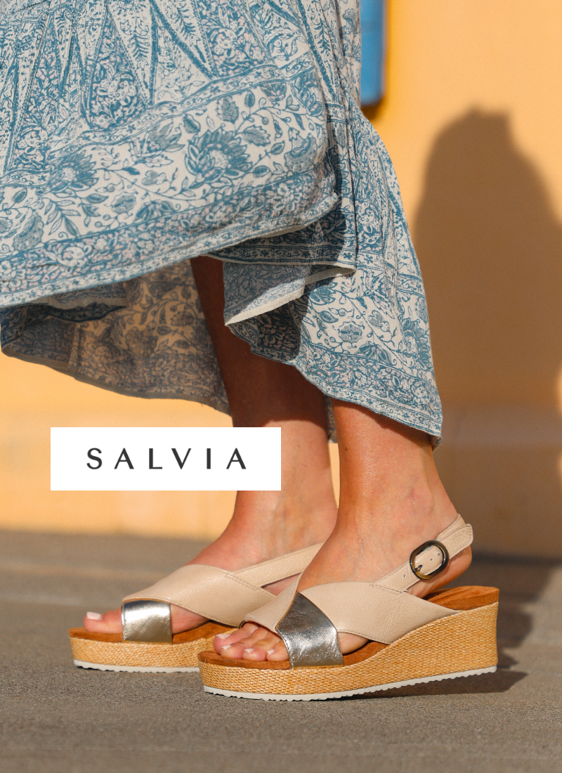 Woman wearing Salvia sandals
