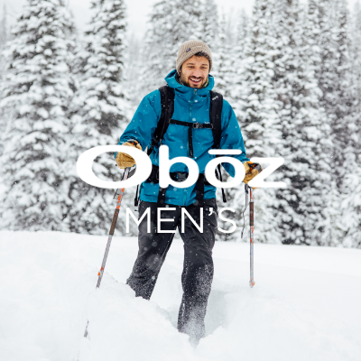 Man walking through snow