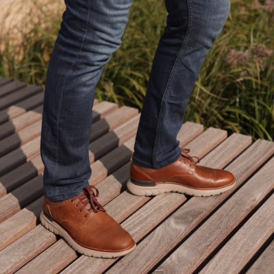 Man standing on boardwalk