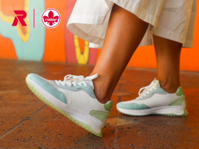 Woman wearing Rieker sneakers
