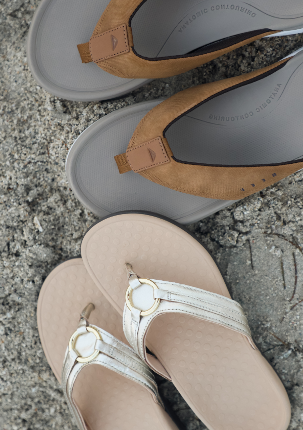 Pair of Vionic sandals in the sand